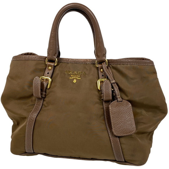 Prada Brown Tote Nylon Shoulder Bag Tessuto - Picture 1 of 8